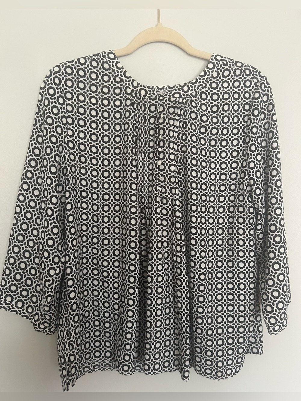 Croft & Barrow Black & White Geometric Print Women’s Blouse Tunic V Neck PXXL